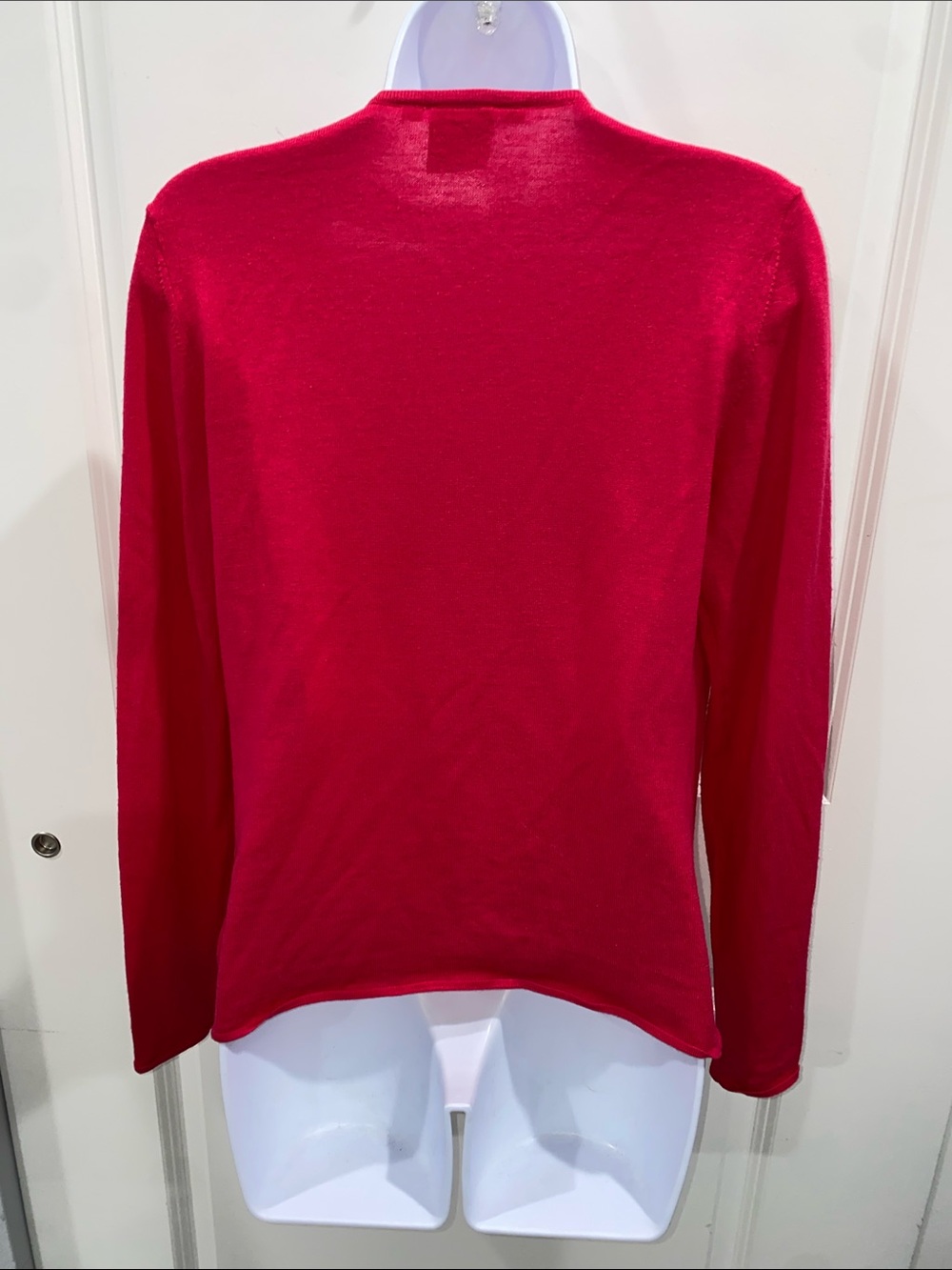 Tory Burch Pink Ruffle Open Front Cardigan Merino Wool Size Small - Picture 9 of 14